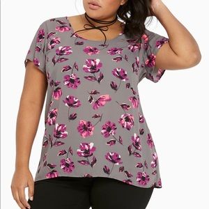 SOLD - Torrid Floral Print Georgette Top - Size 3